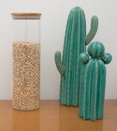 Pote de Vidro com Tampa de Bambu Circular Mantimento 2 Litros - Ela Decora